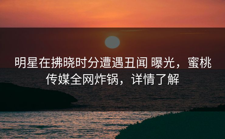 明星在拂晓时分遭遇丑闻 曝光，蜜桃传媒全网炸锅，详情了解